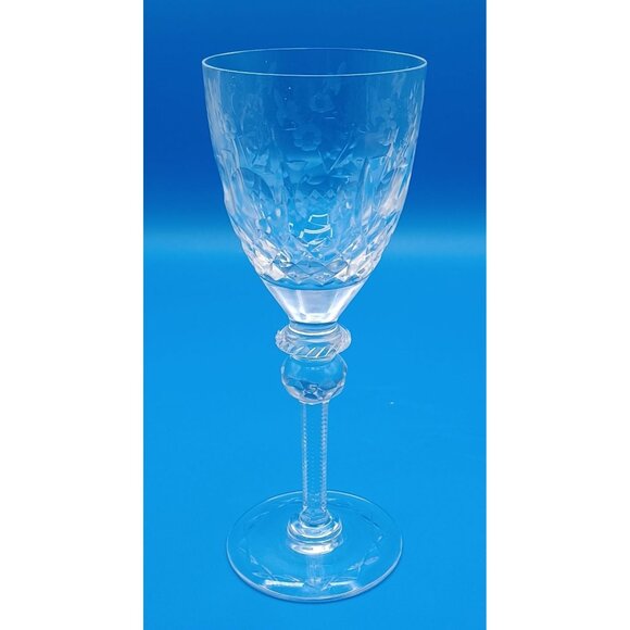 Rogaska Gallia Set Of 6 Floral Etched Cut Lead Crystal Wine Glasses 7" Tall - Picture 12 of 14